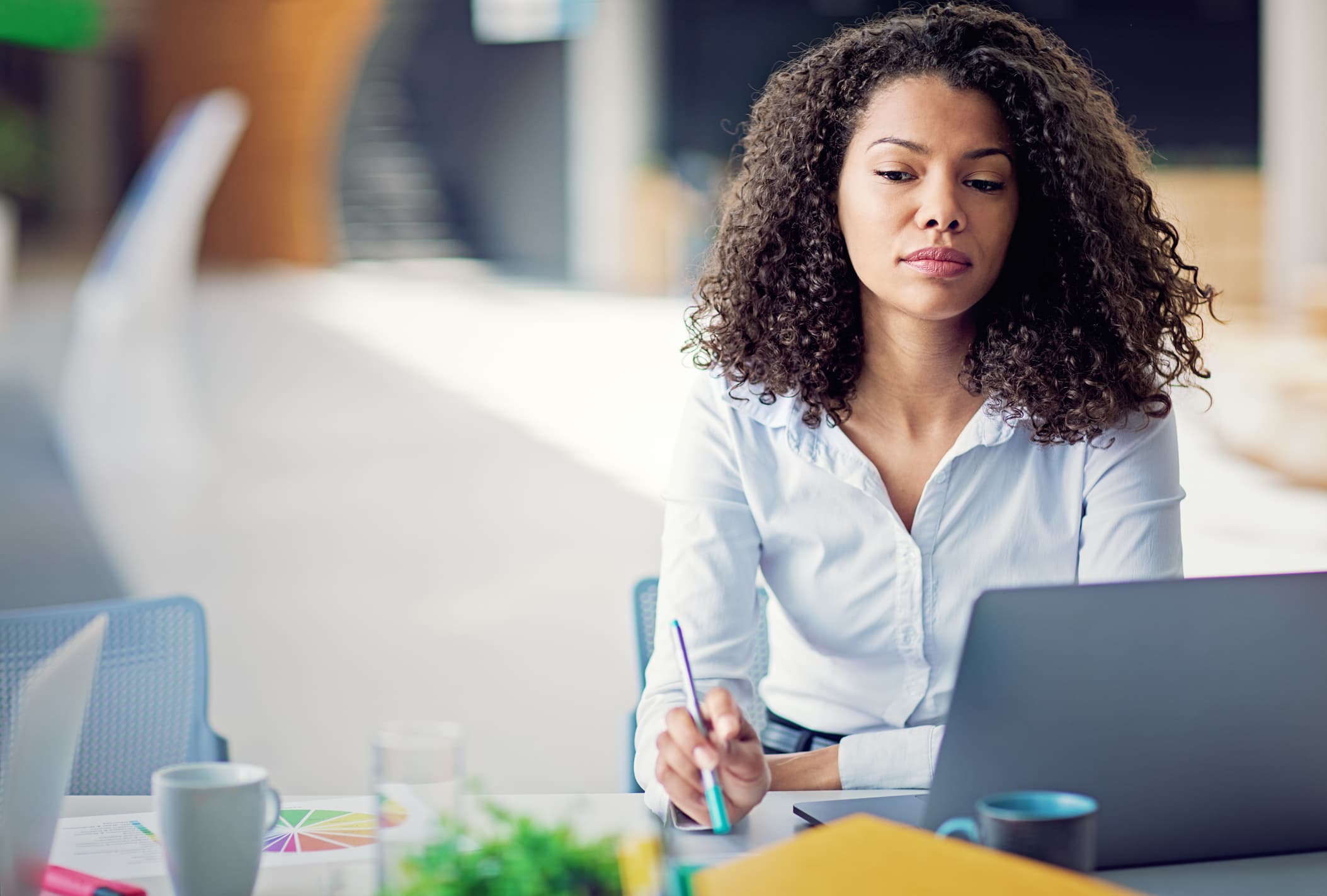 Burnout businesswoman under pressure in the office