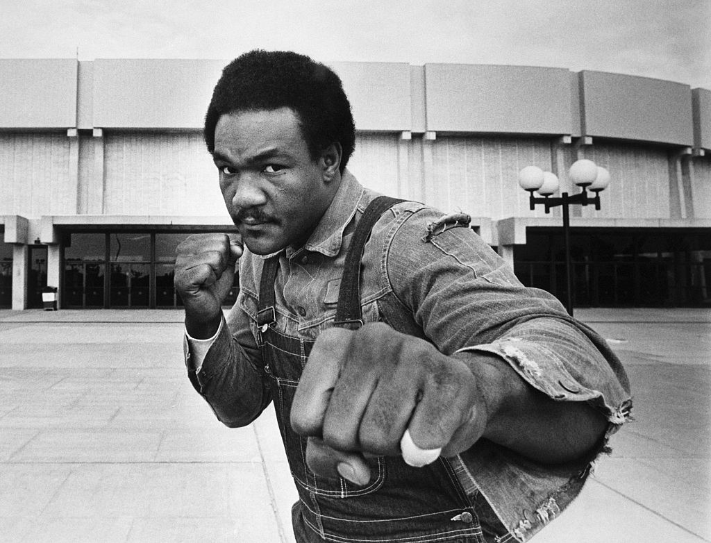 George Foreman in Fight Pose at Nassau Coliseum